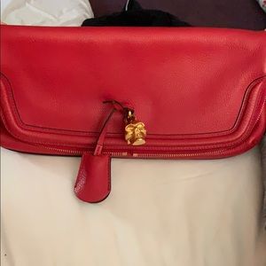 Alexander McQueen skull padlock leather clutch